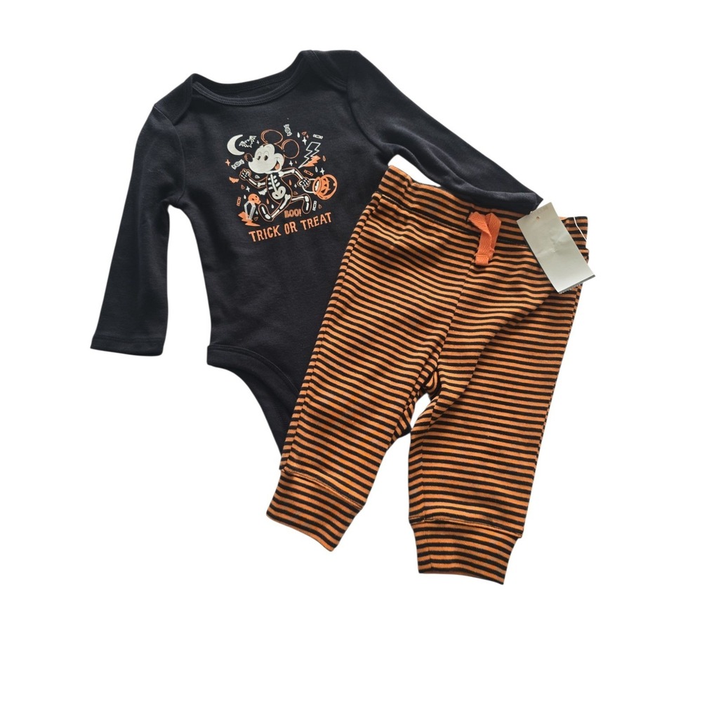 Disney Mickey‎ Mouse Baby 3M  Halloween Trick or Treat Bodysuit Striped Pants